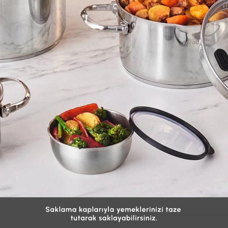 سرویس قابلمه ۸ پارچه استیل بورگاس کاراجا ترکیه karaca burgaz