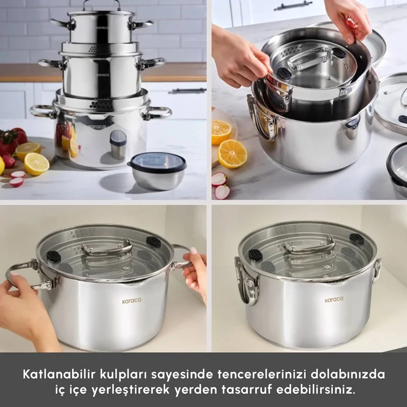 سرویس قابلمه ۸ پارچه استیل بورگاس کاراجا ترکیه karaca burgaz