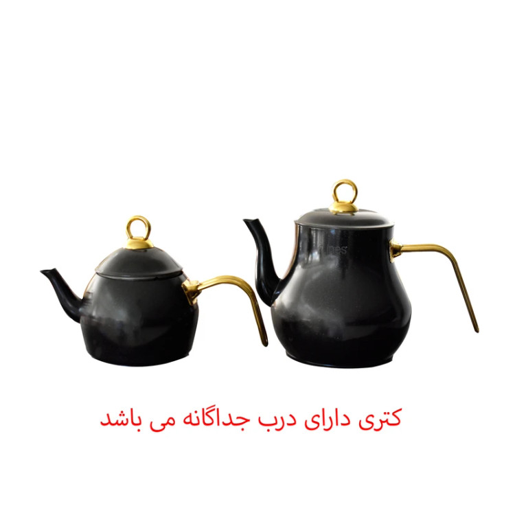 کتری و قوری استیل سیاه شاه ماران ترکیه سایز متوسط Lines şahmaran