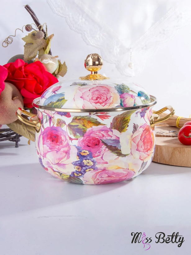قابلمه تکی لعابی میس بتی ترکیه طرح گل رز Rose