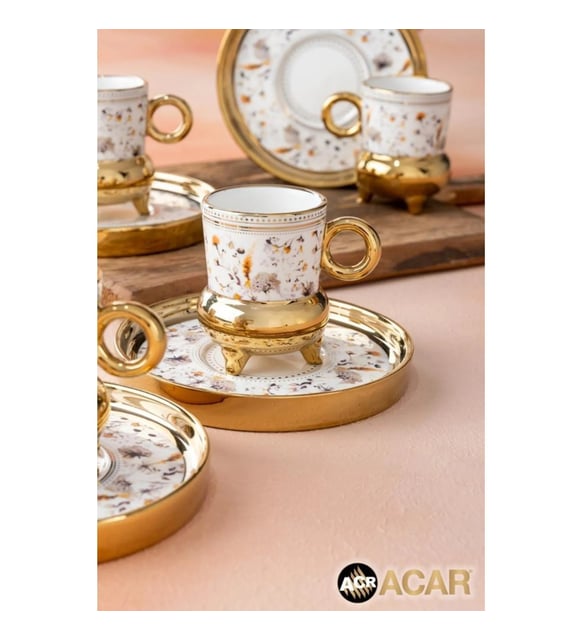 ست فنجان قهوه خوری ۶ نفره آجار طرح لیلاک Acar leylak
