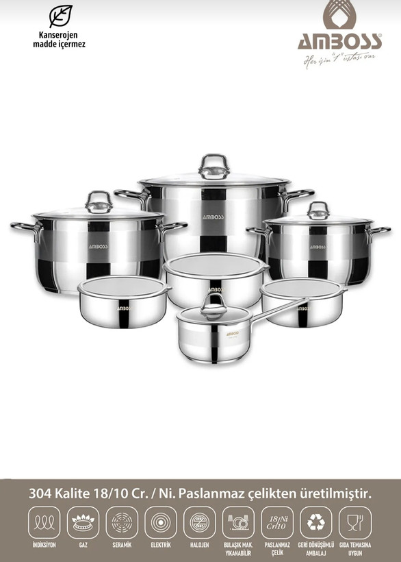 سرویس قابلمه استیل ۱۴ پارچه آمبوس بلا ترکیه Amboss bella