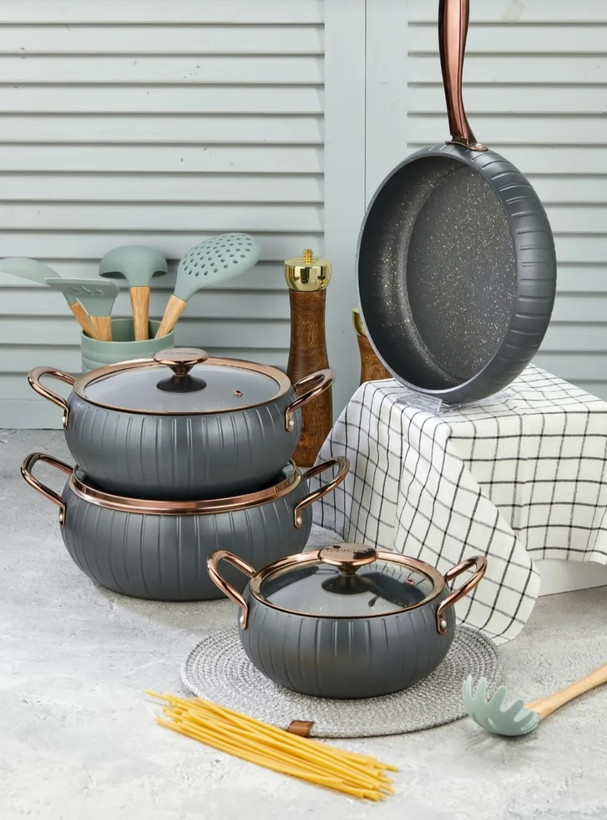 سرویس قابلمه ۷ پارچه گرانیت جوکر ترکیه رنگ طوسی Cooker