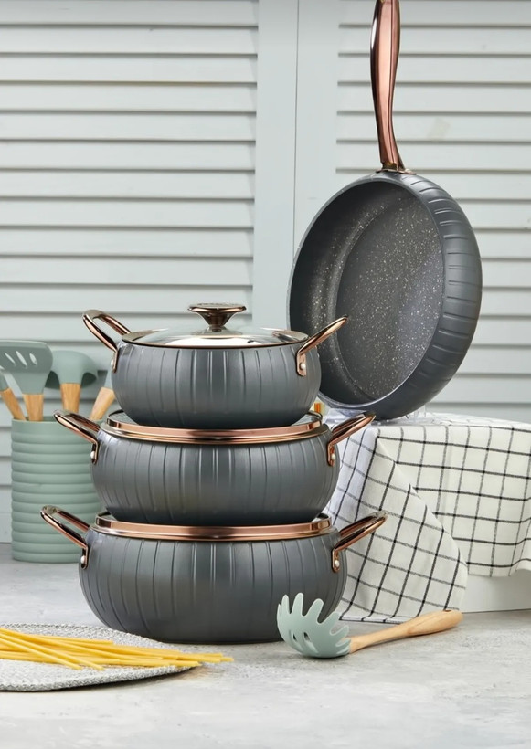 سرویس قابلمه ۷ پارچه گرانیت جوکر ترکیه رنگ طوسی Cooker