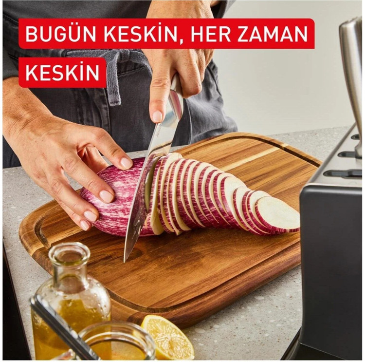 سرویس چاقو آشپزخانه ۶ پارچه تفال فرانسه با چاقو تیز کن خودکار (اصل) تیغه آلمانی مدل Tefal Eversharp pro