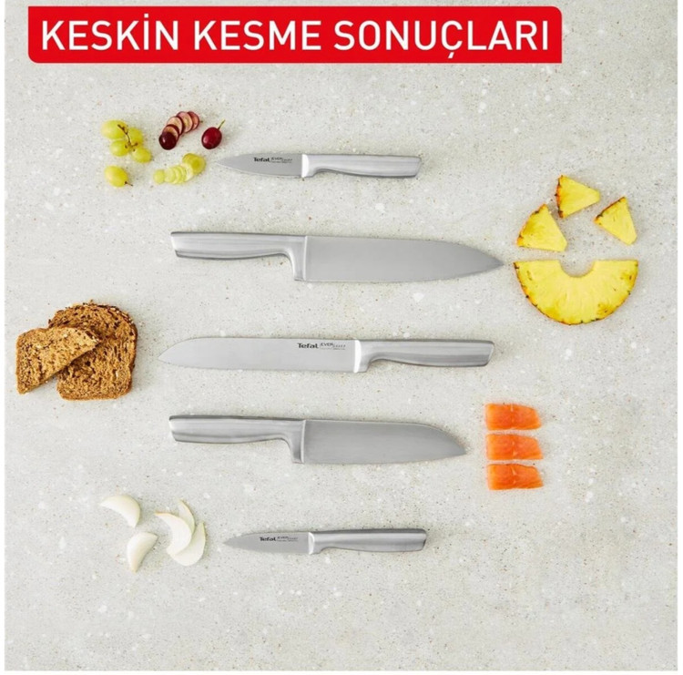 سرویس چاقو آشپزخانه ۶ پارچه تفال فرانسه با چاقو تیز کن خودکار (اصل) تیغه آلمانی مدل Tefal Eversharp pro