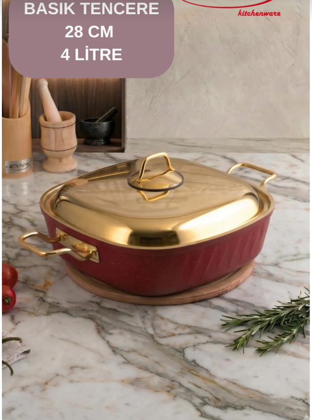 سرویس قابلمه گرانیت ۹ پارچه مربعی اورن ترکیه Evren gold stone