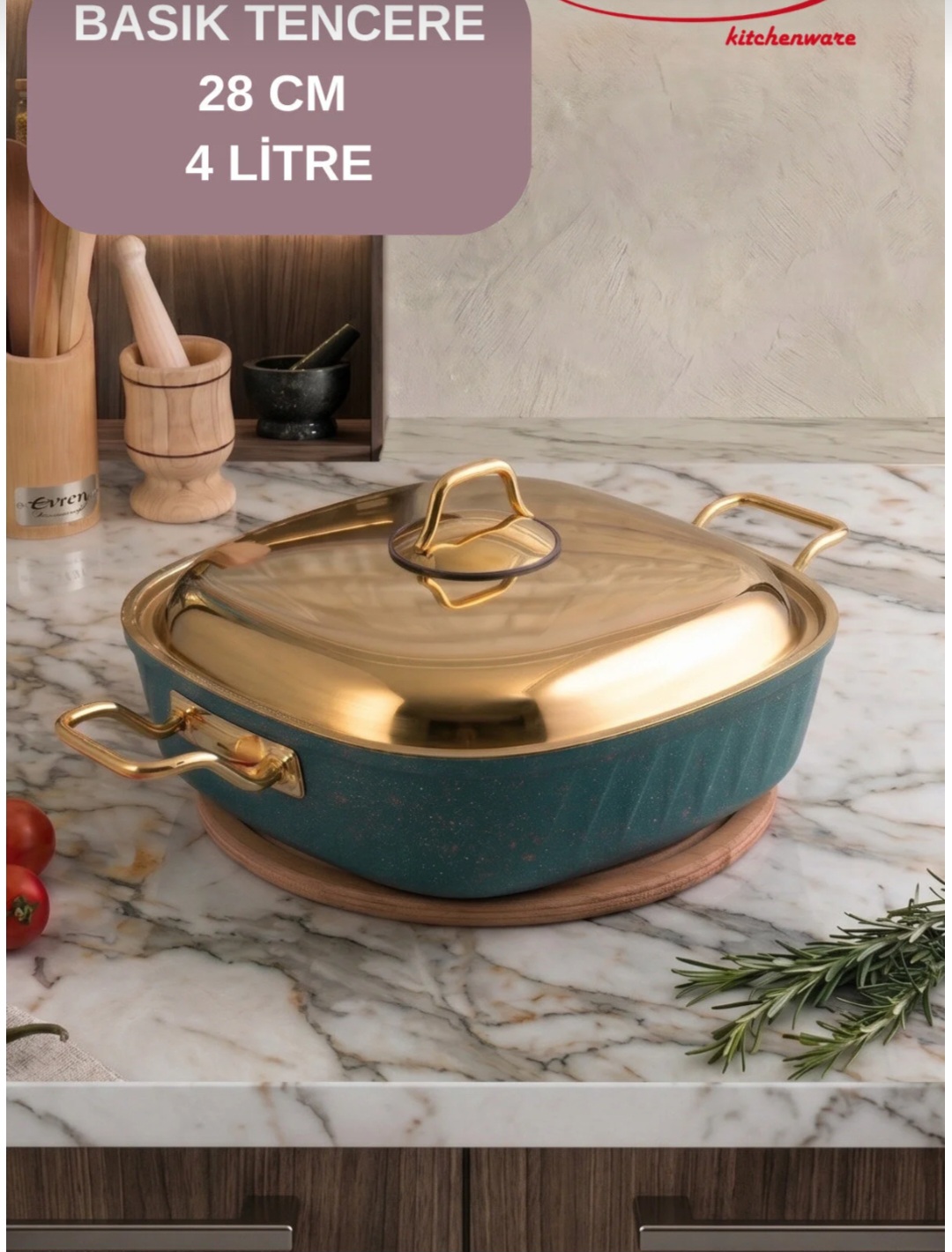 سرویس قابلمه گرانیت ۹ پارچه مربعی اورن ترکیه Evren gold stone