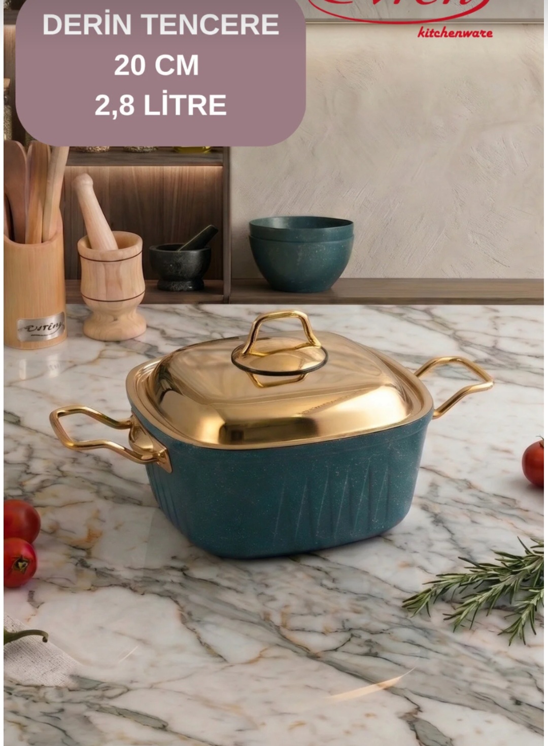 سرویس قابلمه گرانیت ۹ پارچه مربعی اورن ترکیه Evren gold stone