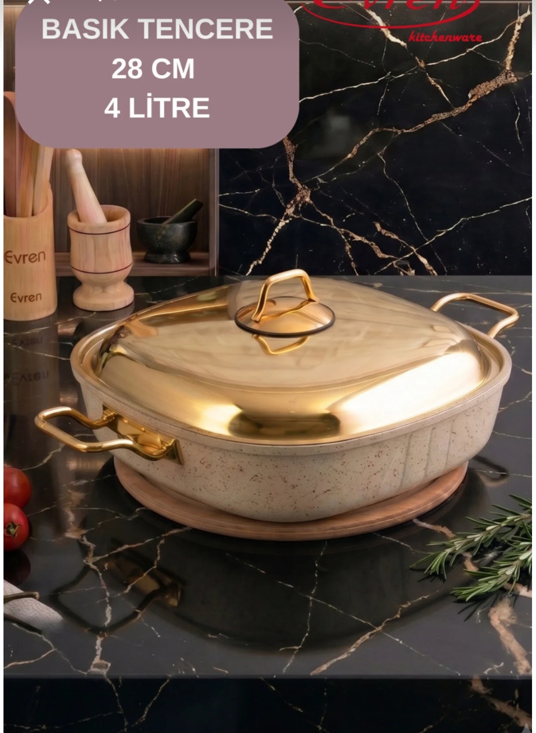 سرویس قابلمه گرانیت ۹ پارچه مربعی اورن ترکیه Evren gold stone