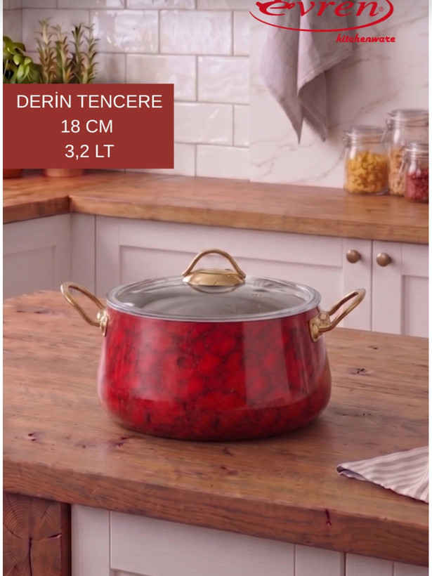 سرویس قابلمه ۹ پارچه گرانیت طرح مرمر اورن ترکیه Evren Mermer desen