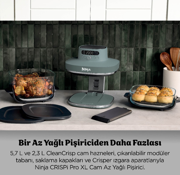 سرخکن شیشه ای ۷ کاره نینجا کریسپی آمریکا (اصل) جدیدترین مدل Ninja crispi pro 7in1